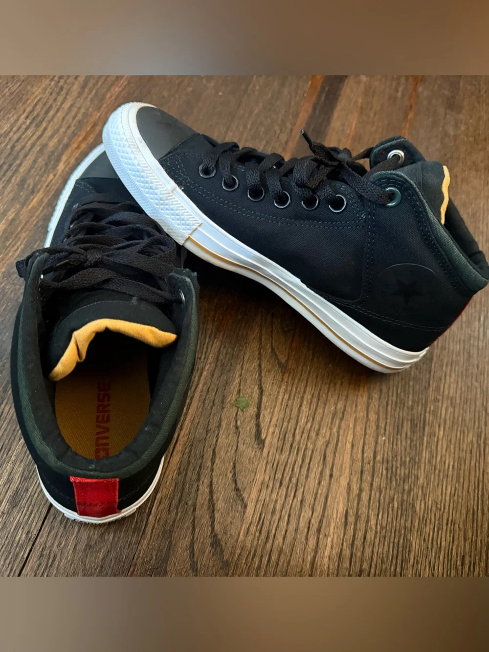 Black High-Top Converse Sneakers size 9 red,green, yellow - Picture 2 of 4
